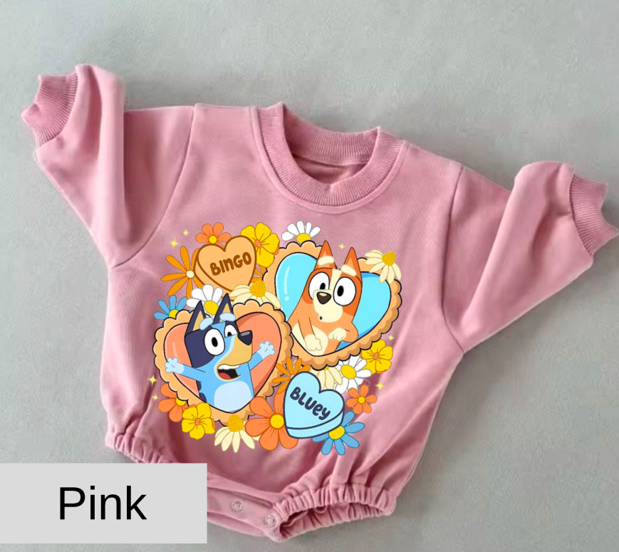 Bluey baby Oversized Sweatshirt Romper Hippo Boutique