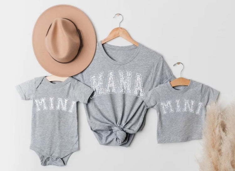 Glitter Mama & Mini Matching T-Shirts & Onesie - Grey Hippo Boutique