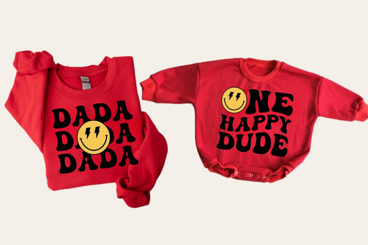 Smile Dad & Mini matching Baby Sweatshirt Romper bodysuit & Crewneck Hippo Boutique