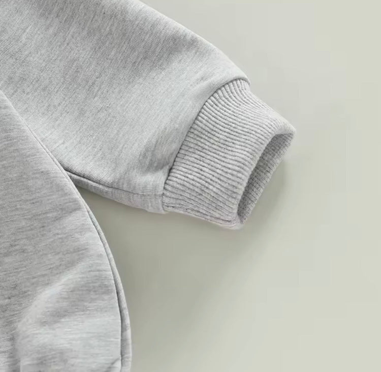 Little Dude Oversized Hooded Sweatshirt Romper Hippo Boutique