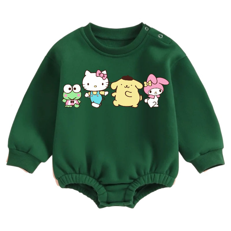 Soft warm fleece kitty Oversized Sweatshirt Romper Hippo Boutique