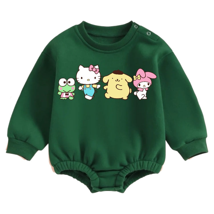 Soft warm fleece kitty Oversized Sweatshirt Romper Hippo Boutique