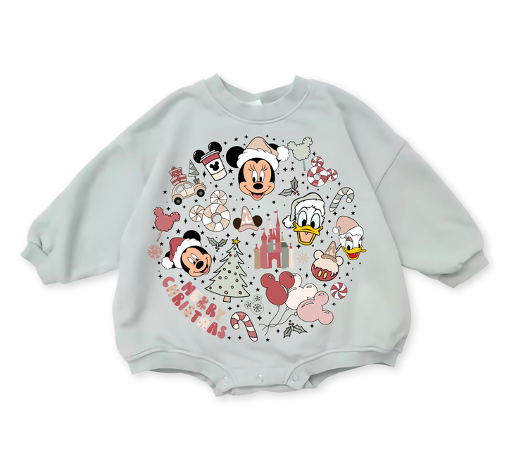 Christmas Mouse baby Oversized Sweatshirt Romper Hippo Boutique