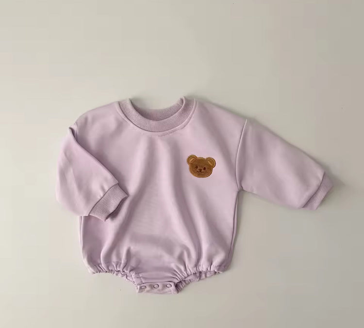 Teddy Bear Sweatshirt Romper Bodysuit Hippo Boutique