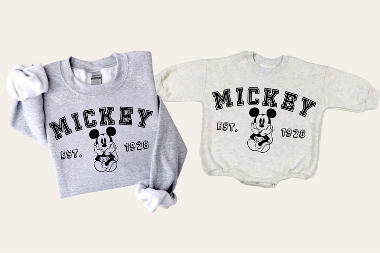 Mama & Mini matching Baby Mouse Sweatshirt Romper bodysuit & Crewneck Hippo Boutique