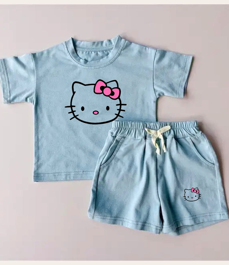 Kitty Baby Girl T-Shirt & Shorts Outfit Hippo Boutique