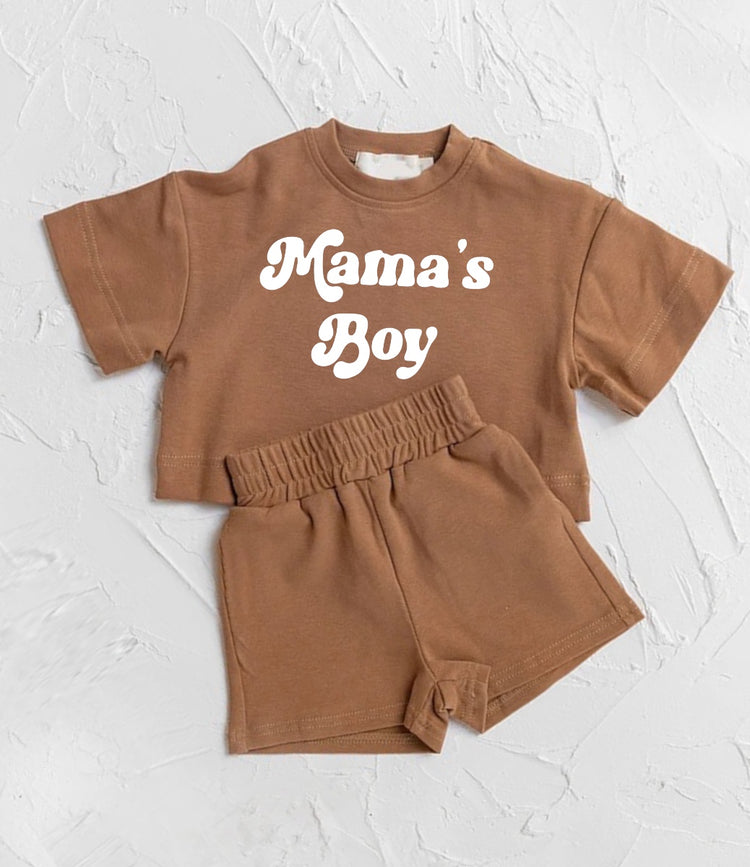 Mama’s Boy Baby Boy T-Shirt & Shorts outfit Hippo Boutique