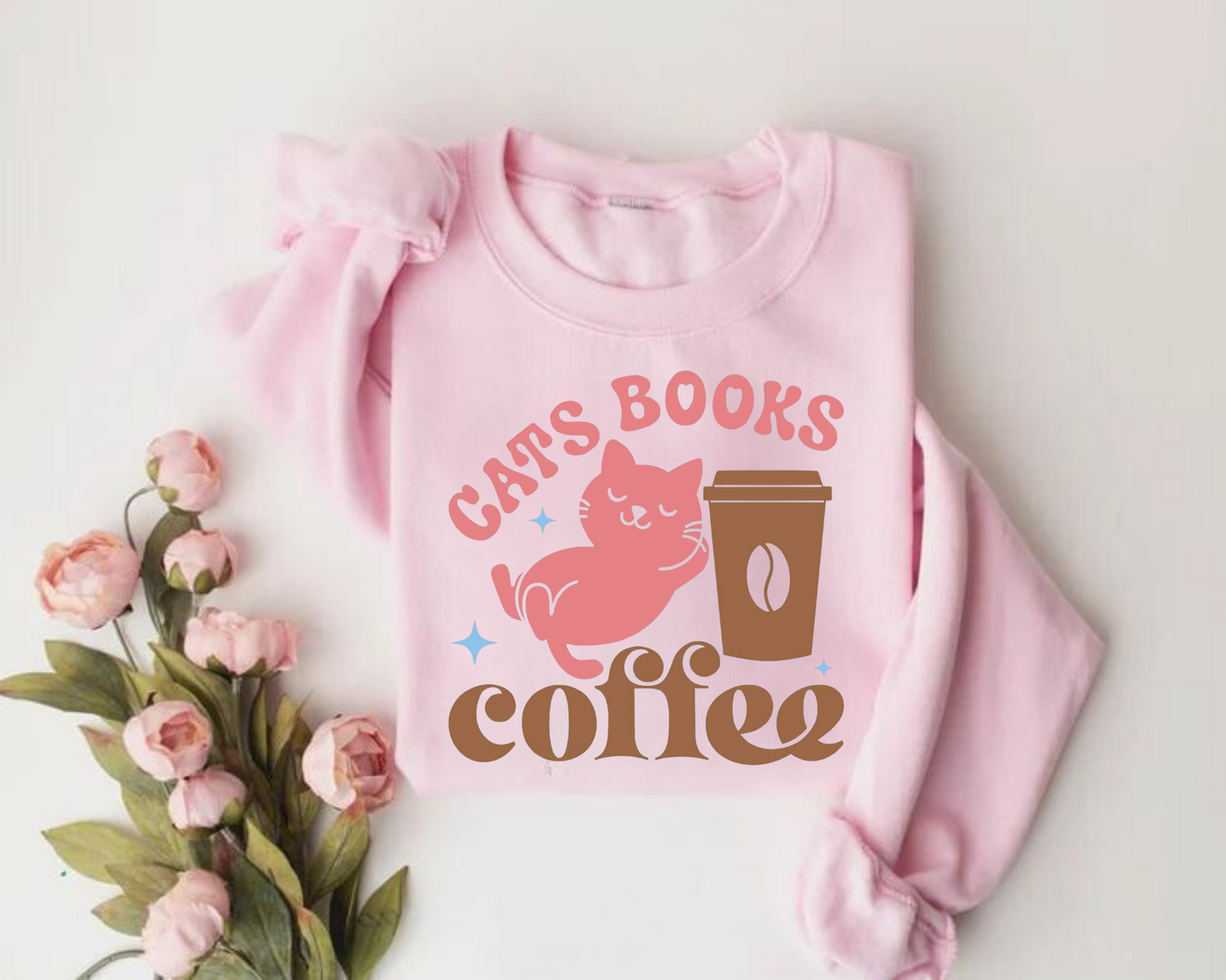 Cats Books & Coffee Sweatshirts Hippo Boutique