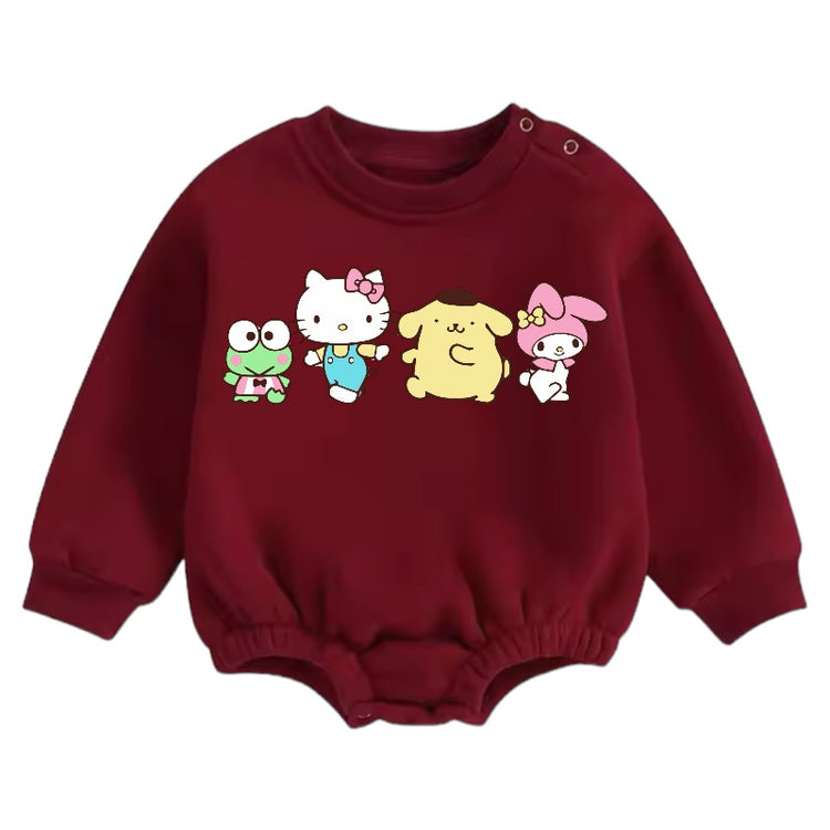 Soft warm fleece kitty Oversized Sweatshirt Romper Hippo Boutique