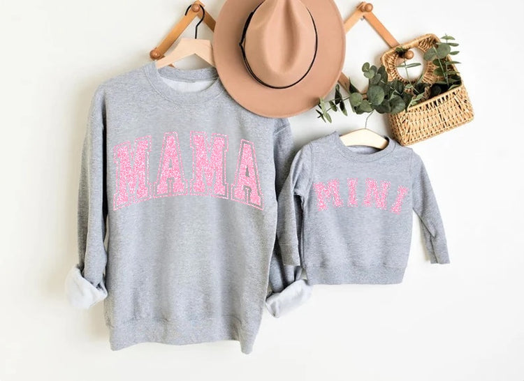 Glitter Mama & Mini Matching Sweatshirts - Grey Hippo Boutique