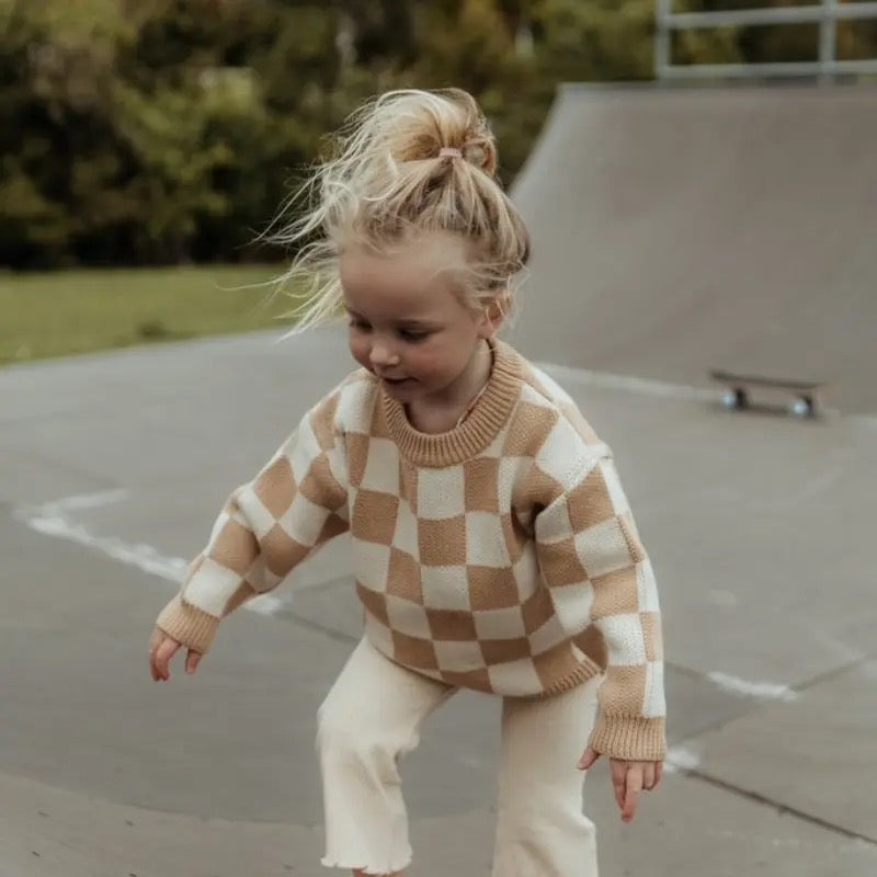 Checkered Knit baby Sweater Hippo Boutique