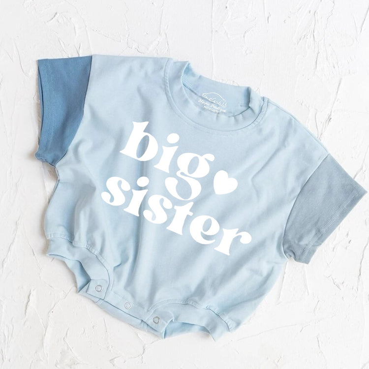 Big Sister baby Color Block T-Shirt Bubble Romper Hippo Boutique