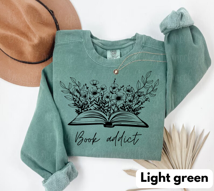 Book Addict Open floral Book Sweatshirts Hippo Boutique