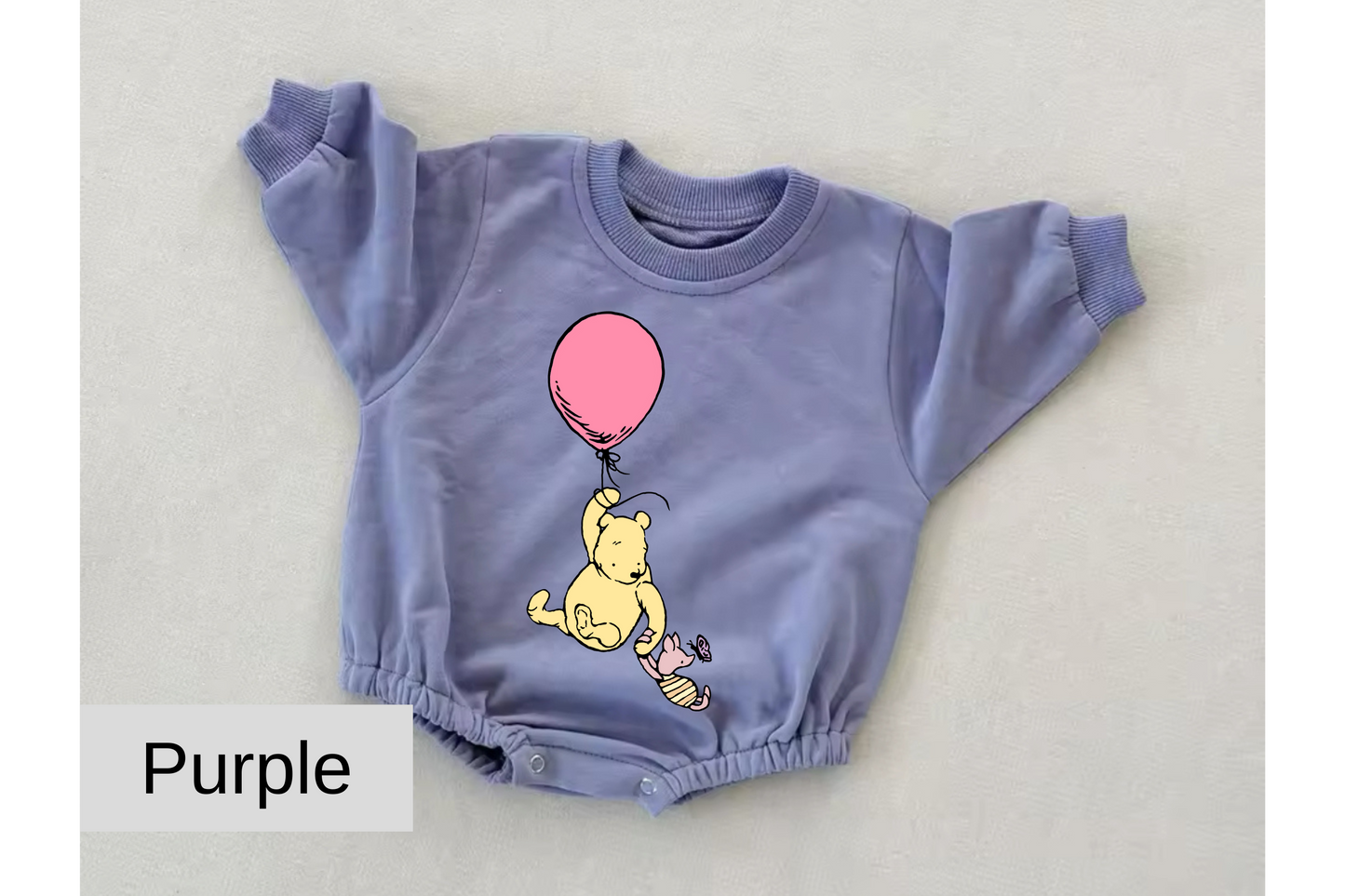 Pink Balloon Pooh baby Oversized Sweatshirt Romper Hippo Boutique