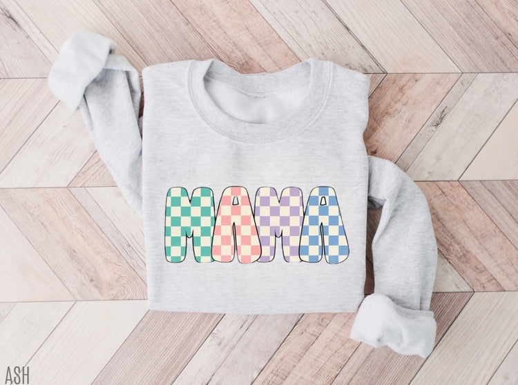 Checkered Mama Sweatshirt Hippo Boutique