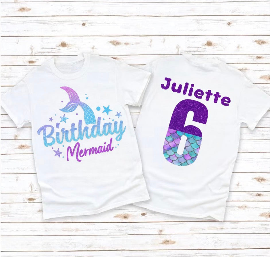 Custom Birthday Mermaid T-Shirts Hippo Boutique