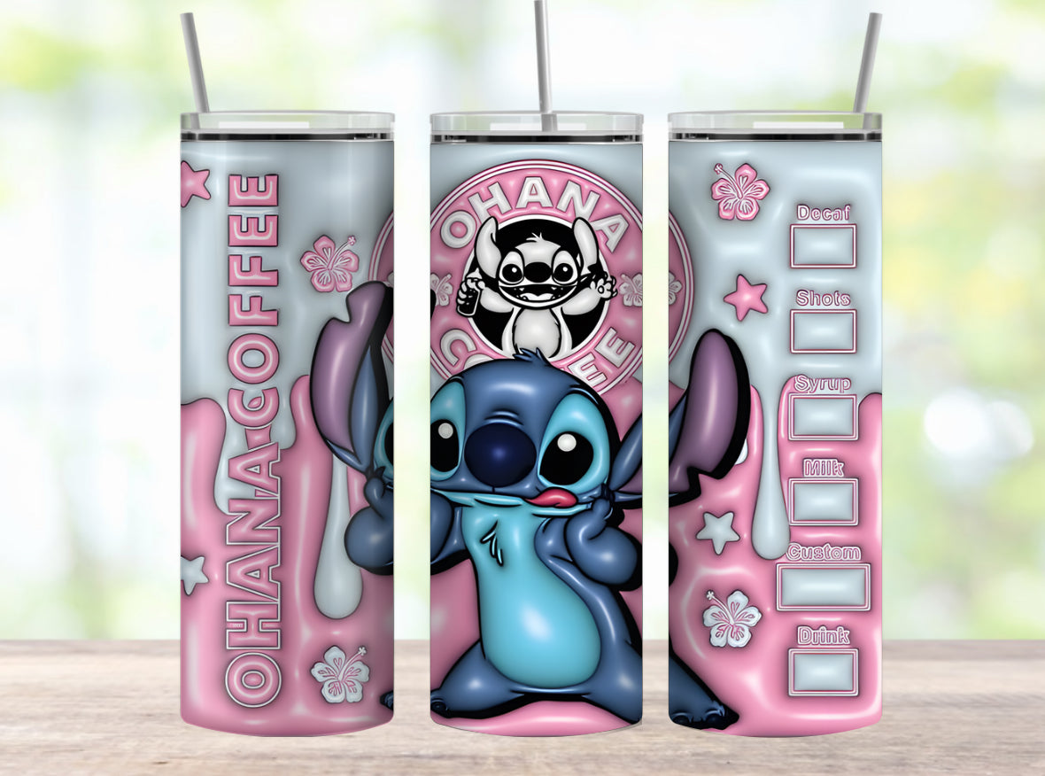 20oz steel skinny Tumbler coffee cup - 3d Cartoon Hippo Boutique