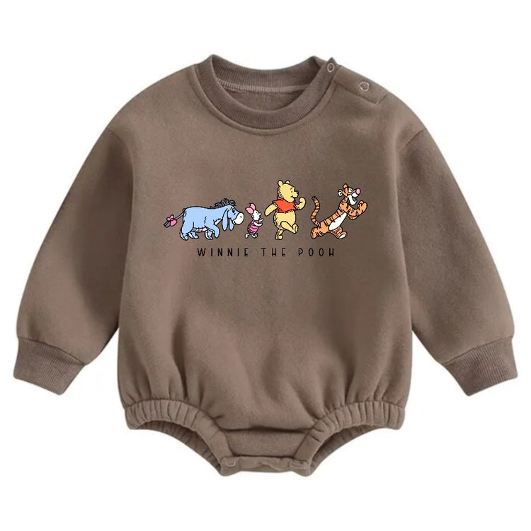 Soft warm fleece Baby pooh Oversized Sweatshirt Romper Hippo Boutique