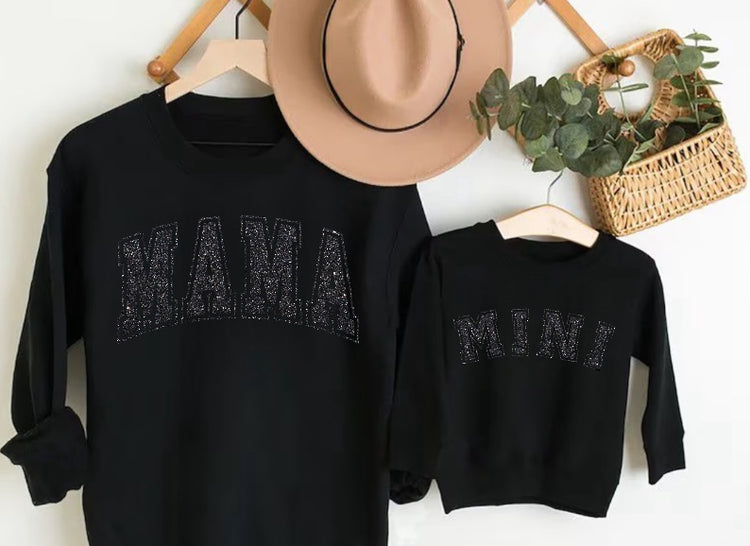 Glitter Mama & Mini Matching Sweatshirts - Black Hippo Boutique