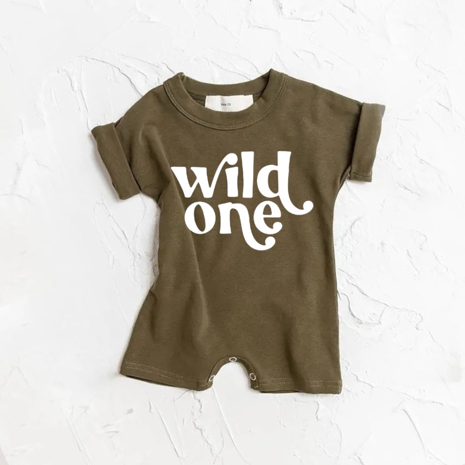 Wild One baby romper bodysuit Hippo Boutique