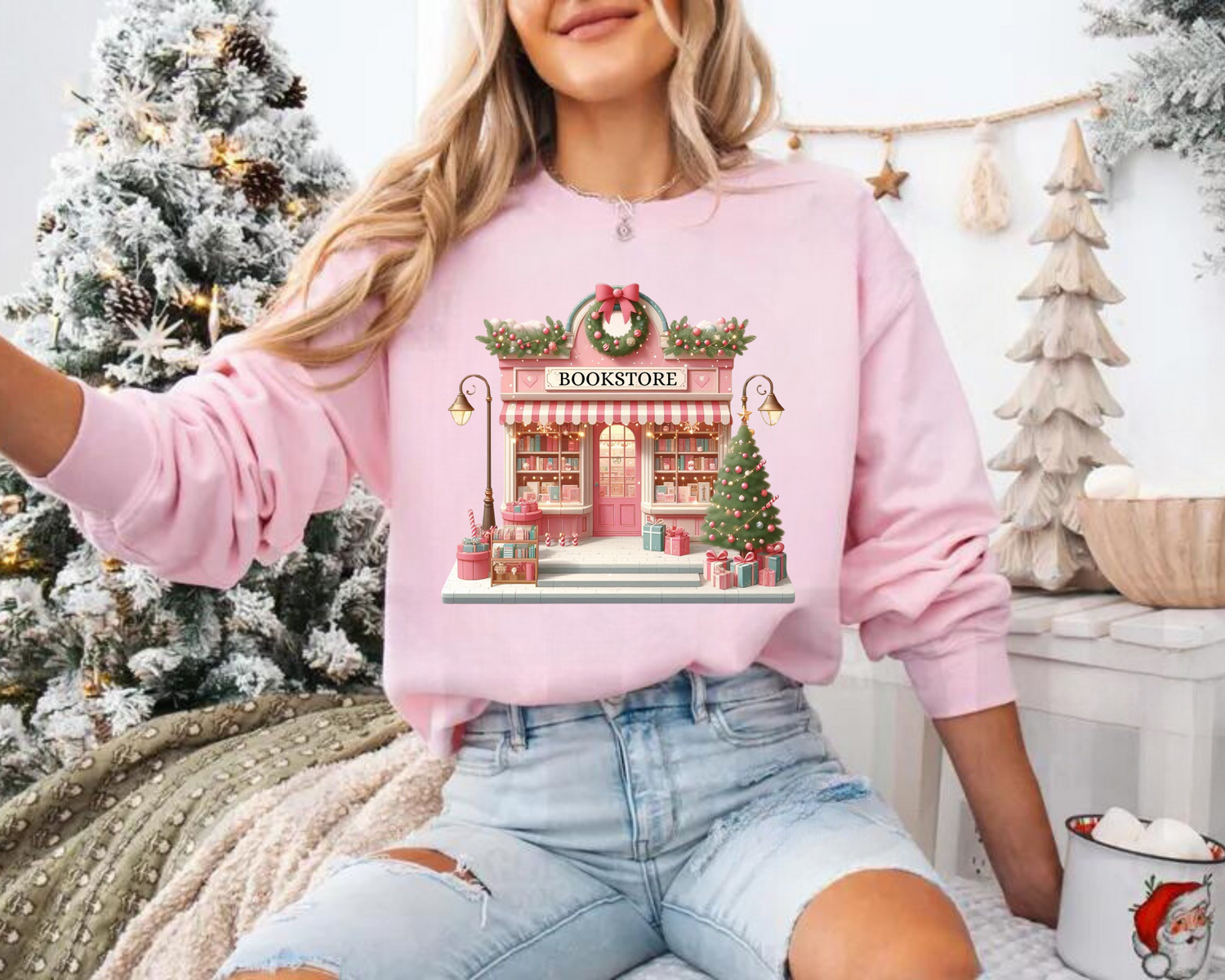 Bookstore christmas Sweatshirts Hippo Boutique