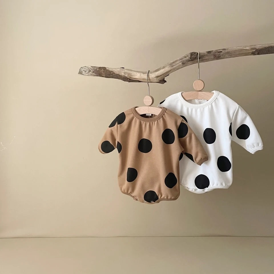 Polka Dot Sweatshirt Romper Hippo Boutique
