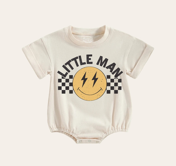 Little Man Baby & toddler Boy t-shirt bubble Romper Hippo Boutique