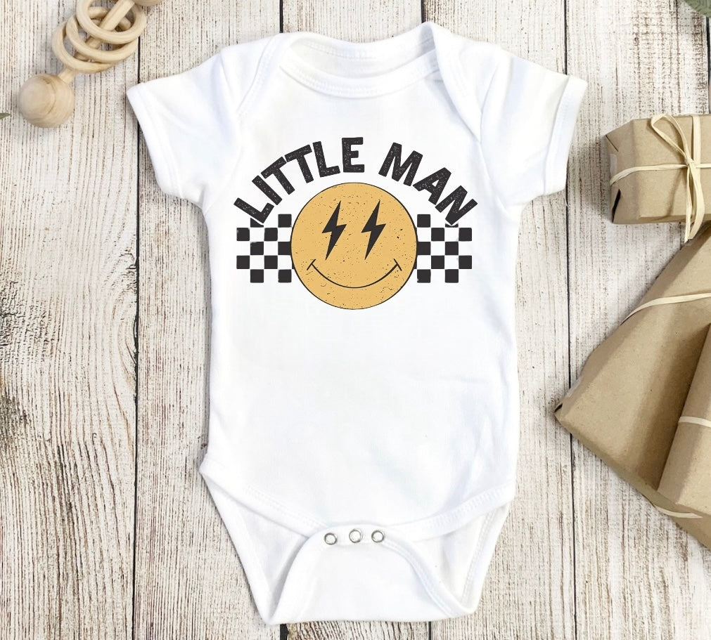 Little Man Retro Baby Boy Romper Bodysuit Hippo Boutique