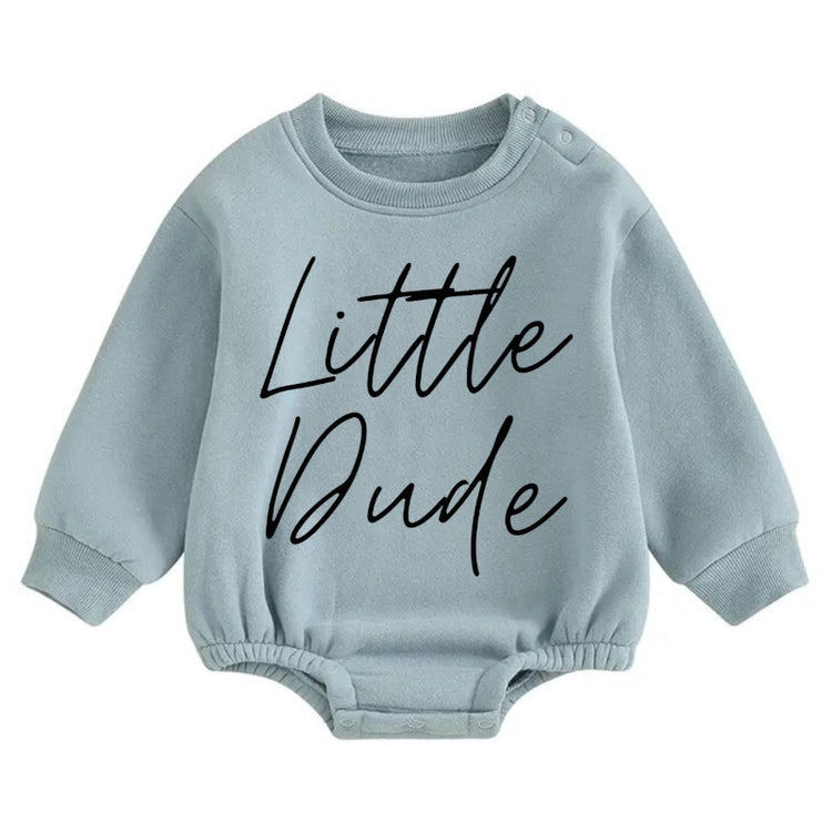 Soft warm little dude fleece Baby Boy Oversized Sweatshirt Romper Hippo Boutique