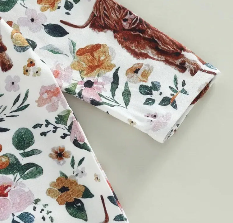 Highland Cow Print Sleeveless Romper Bodysuit Hippo Boutique
