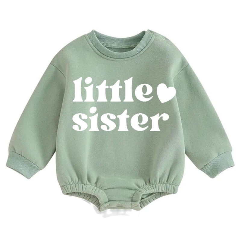 Little Sister Soft warm fleece Baby Oversized Sweatshirt Romper