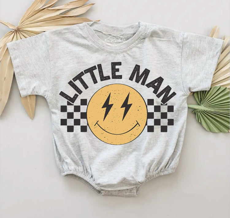 Little Man Baby & toddler Boy t-shirt bubble Romper Hippo Boutique