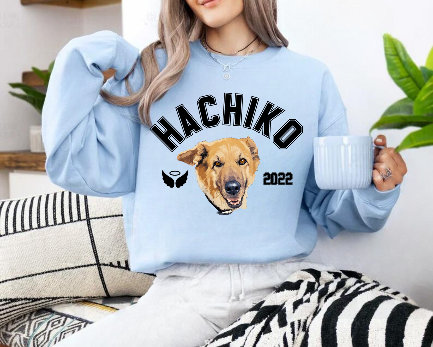 RIP Dog Memorial Sweatshirts with Portrait and paw on sleeve Hippo Boutique