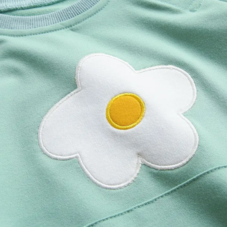 Baby Daisy Sweatshirt Romper bodysuit Hippo Boutique