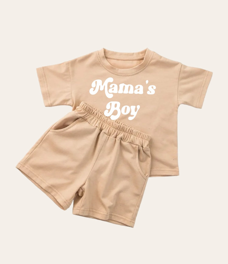 Mama’s Boy Baby Boy T-Shirt & Shorts outfit Hippo Boutique