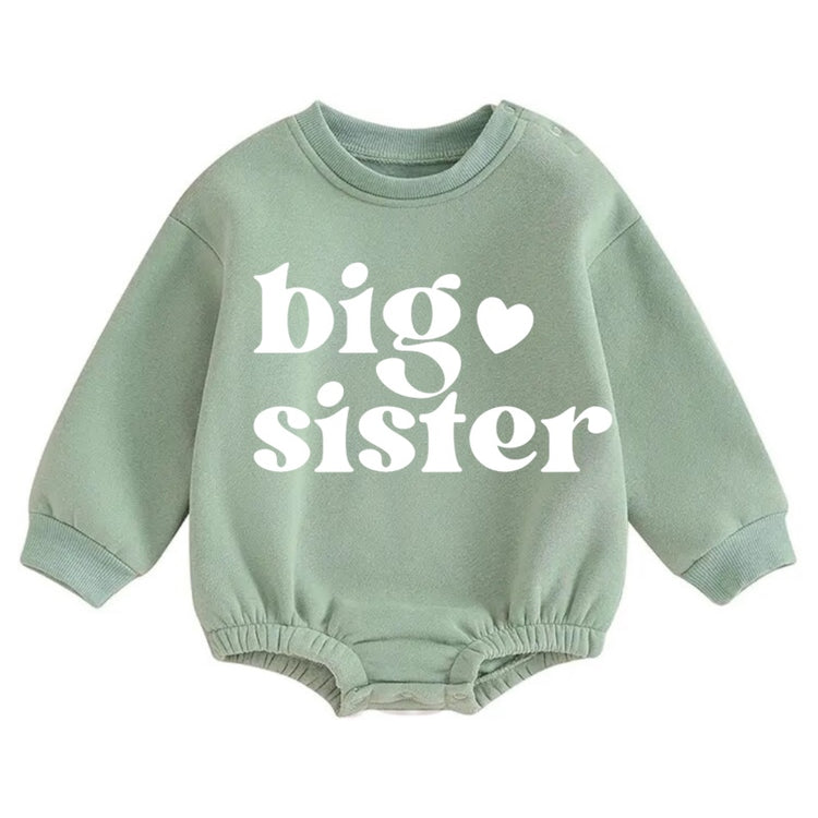 Big Sister Soft warm fleece Baby Oversized Sweatshirt Romper Hippo Boutique