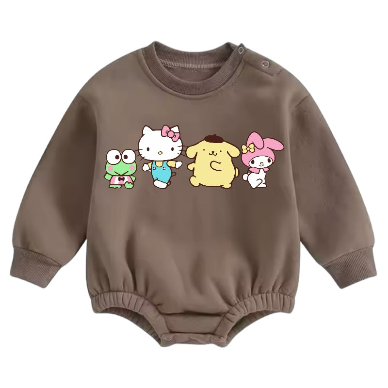 Soft warm fleece kitty Oversized Sweatshirt Romper Hippo Boutique