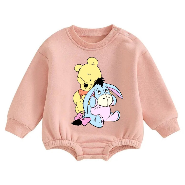 Soft warm fleece Baby pooh Oversized Sweatshirt Romper Hippo Boutique