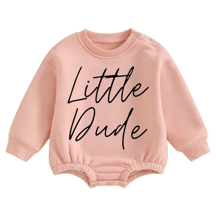 Soft warm little dude fleece Baby Boy Oversized Sweatshirt Romper Hippo Boutique