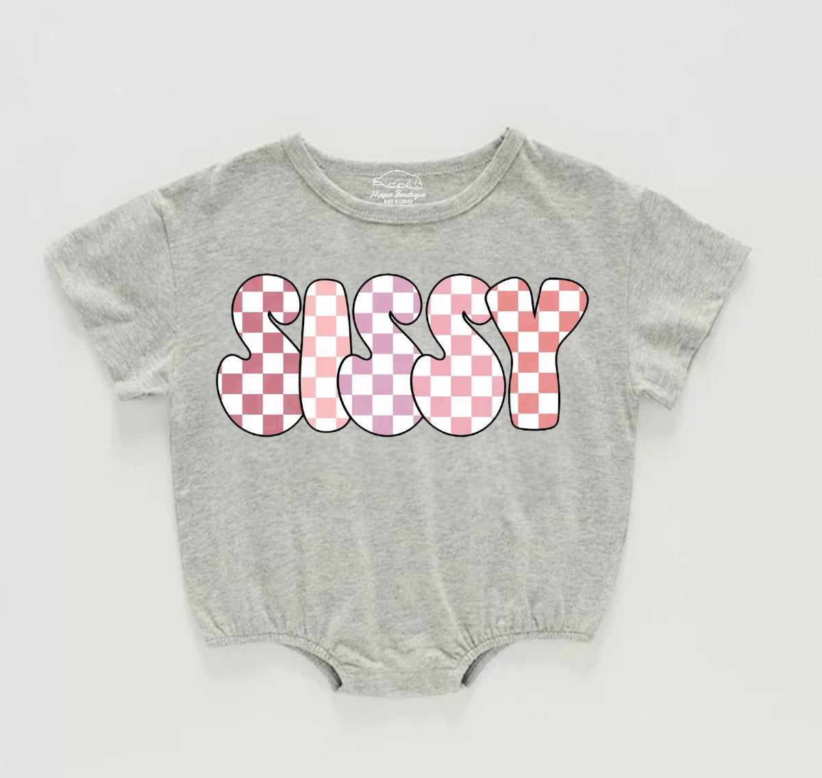 Checkered Sissy Baby Girl t-shirt Bubble Romper Hippo Boutique
