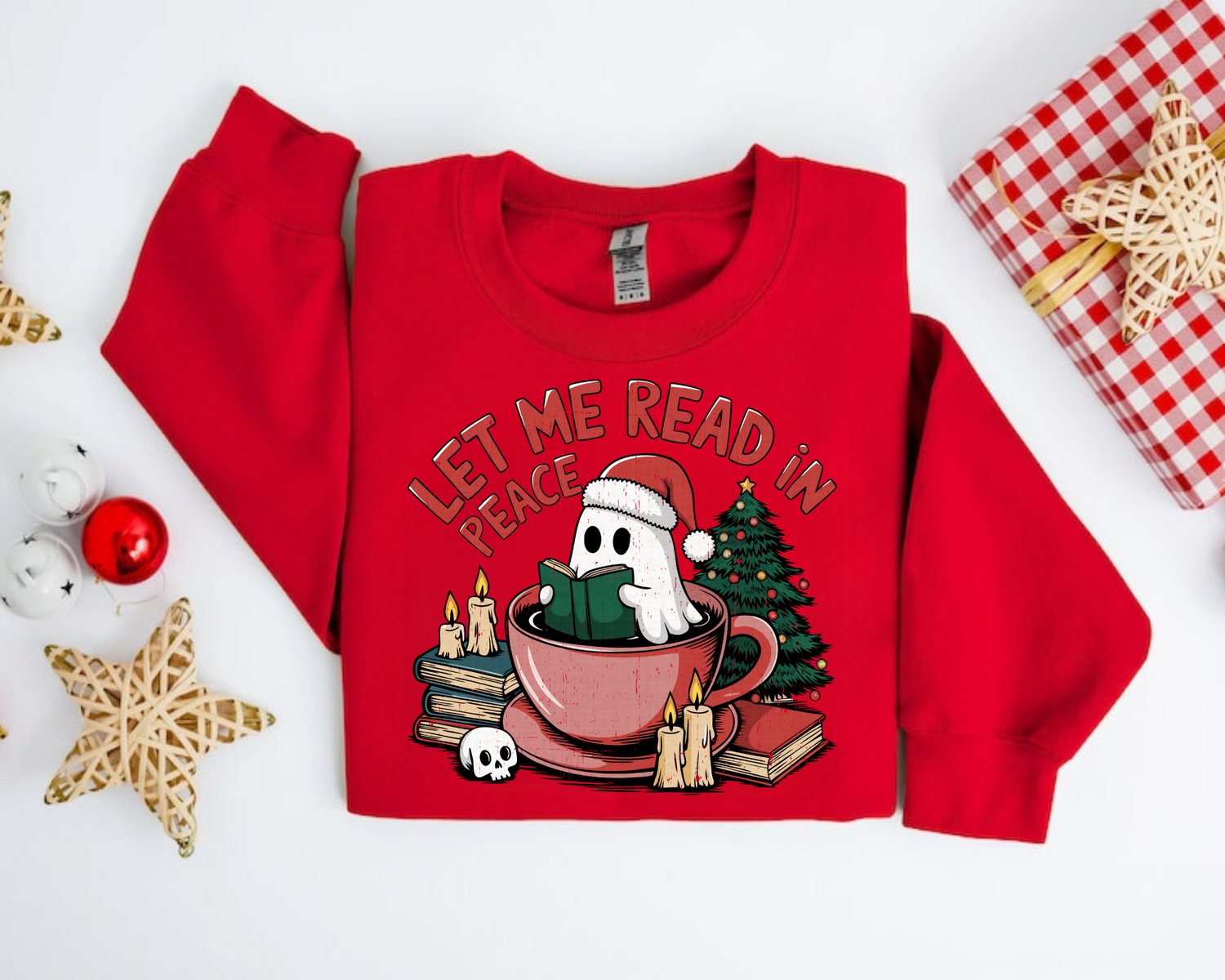 Let me read in peace Ghost Christmas Sweatshirts Hippo Boutique