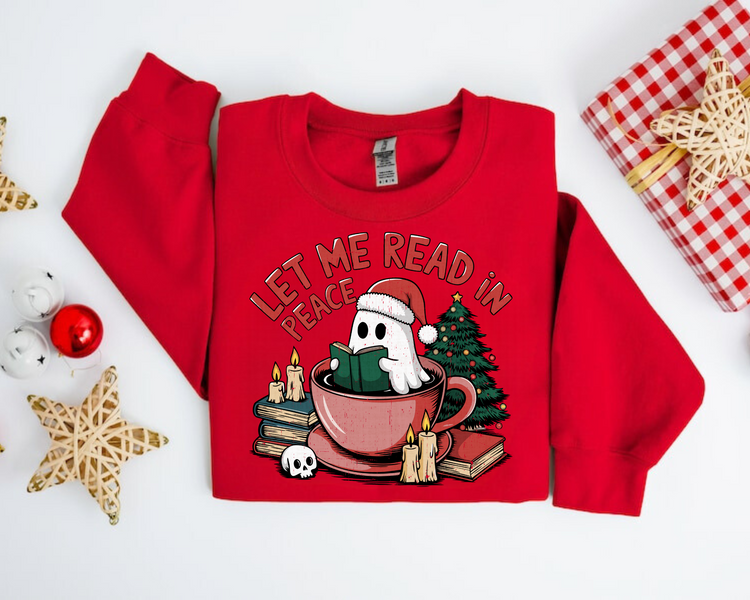 Let me read in peace Ghost Christmas Sweatshirts Hippo Boutique