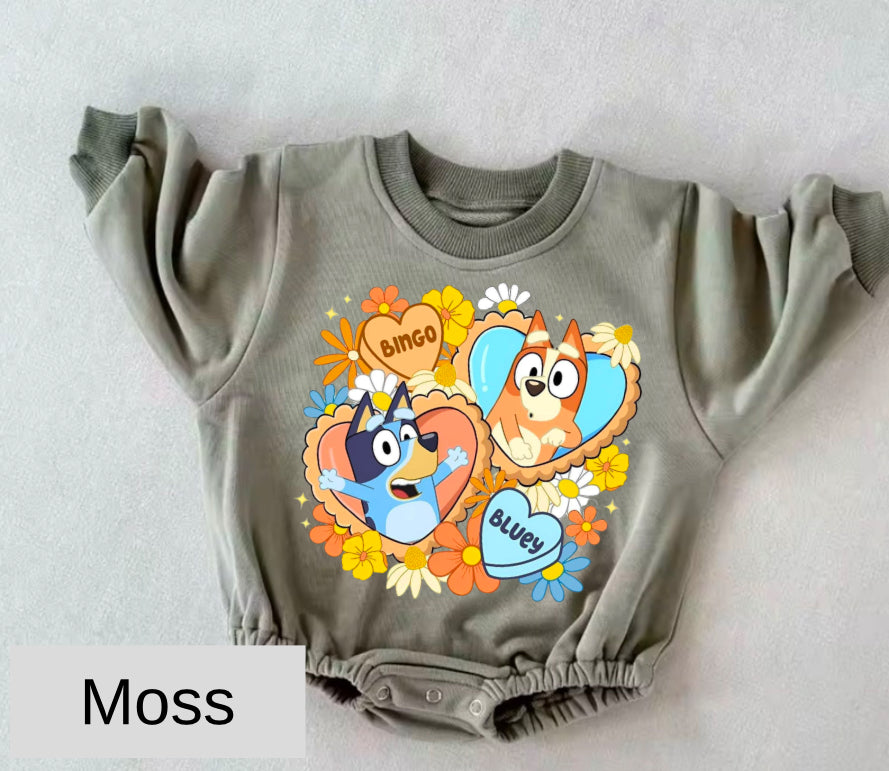 Bluey baby Oversized Sweatshirt Romper Hippo Boutique