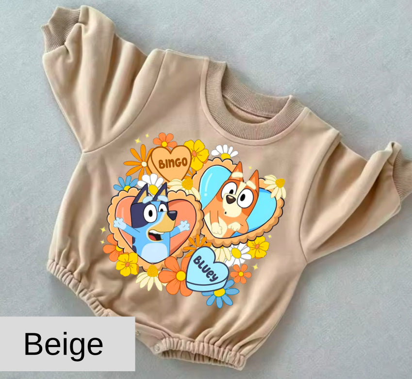 Bluey baby Oversized Sweatshirt Romper Hippo Boutique