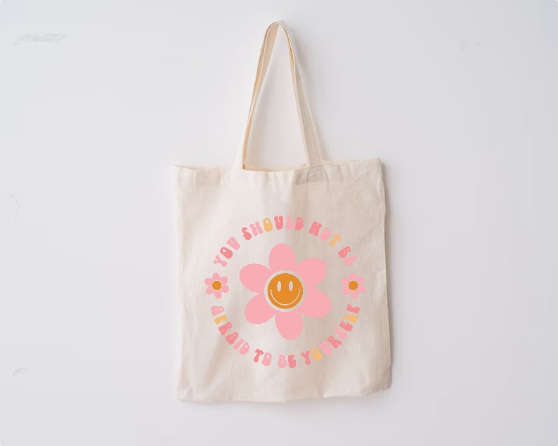 Be Yourself Flower Tote Bag Hippo Boutique