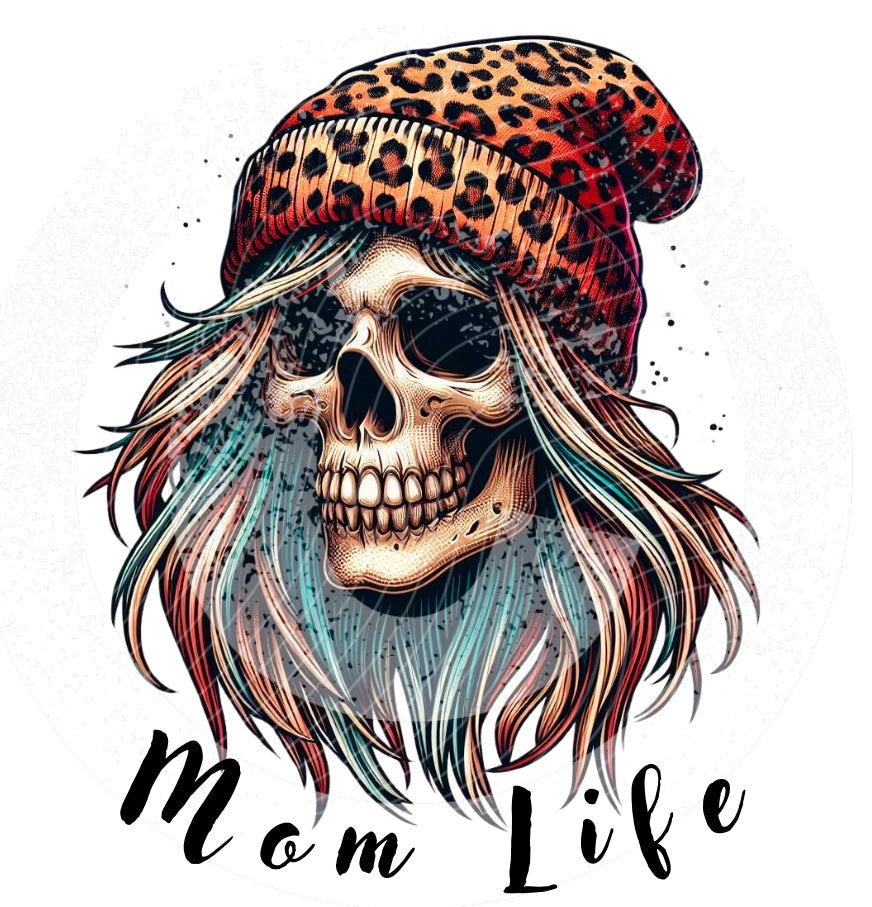 Mom Life Skull Leopard Beanie Digital File PNG Hippo Boutique