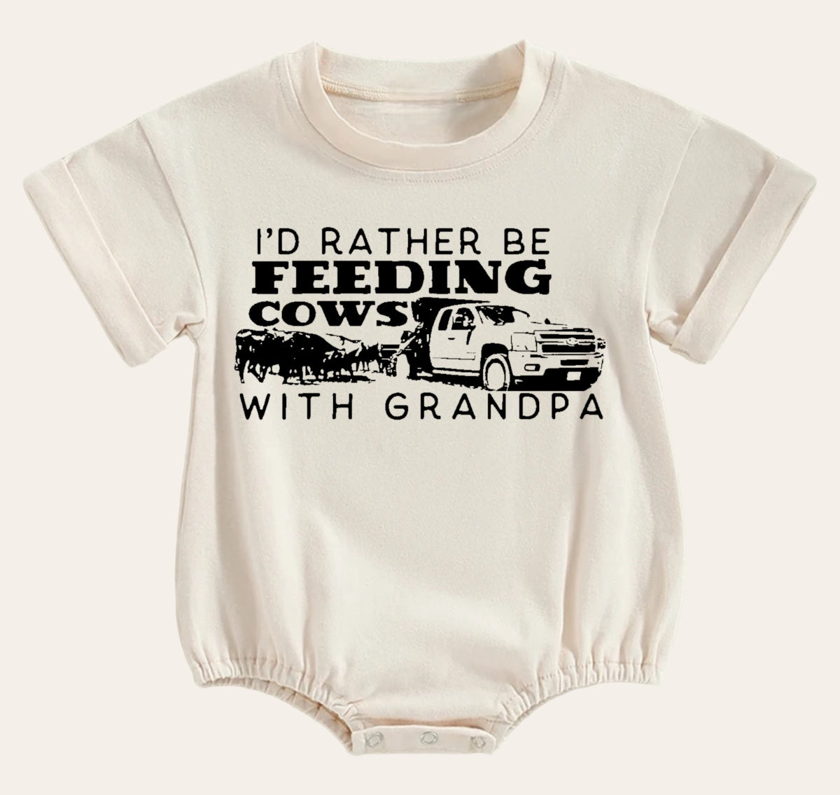 Feeding Cows With Grandpa Baby & toddler t-shirt bubble Romper Hippo Boutique