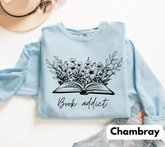 Book Addict Open floral Book Sweatshirts Hippo Boutique