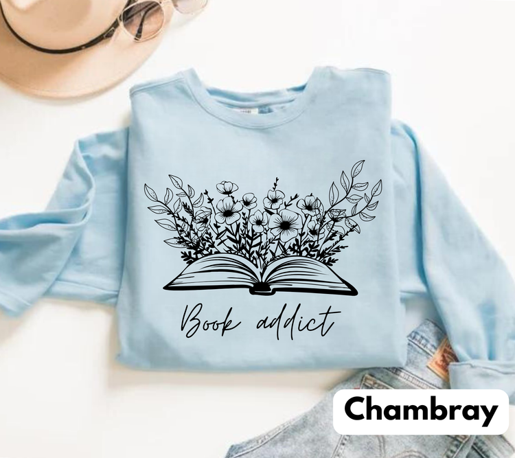 Book Addict Open floral Book Sweatshirts Hippo Boutique