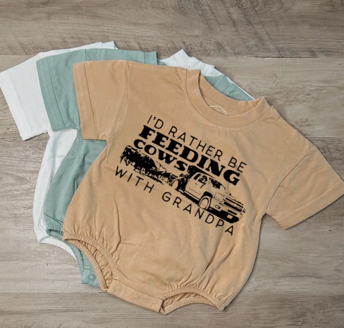 Feeding Cows With Grandpa Baby & toddler t-shirt bubble Romper Hippo Boutique